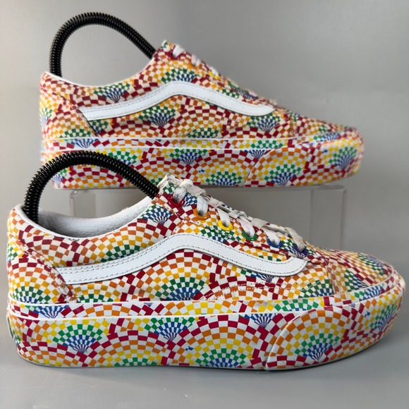 Vans Shoes - Vans Old Skool Platform Pride Womens 7.5 7 1/2 Rainbow All Over Skate‎ Shoe Lace